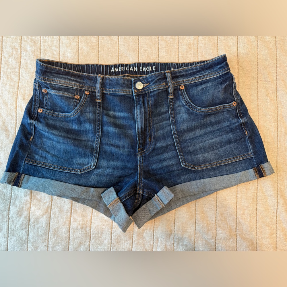 American Eagle Outfitters Blue Jean Shorts with Cuffed Hem